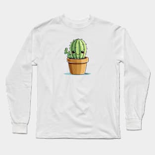 Cute Cactus Plant Chilling Long Sleeve T-Shirt